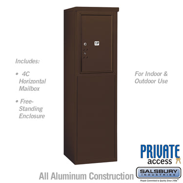 6 Door High Free-Standing 4C Horizontal Parcel Locker with 1 Parcel Locker in Bronze with Private Access